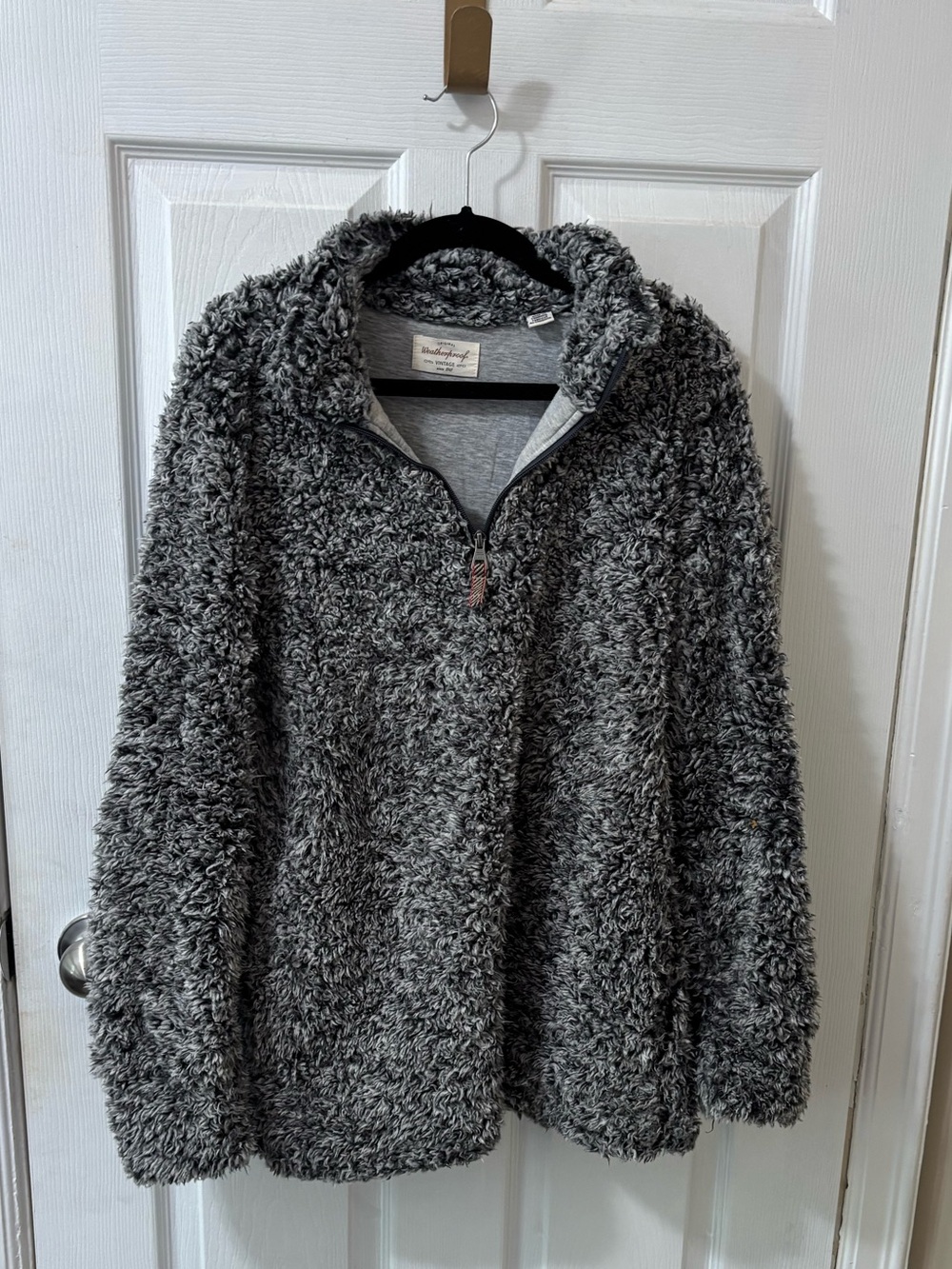 Gray Faux Shearling 1/4 Zip sweater
